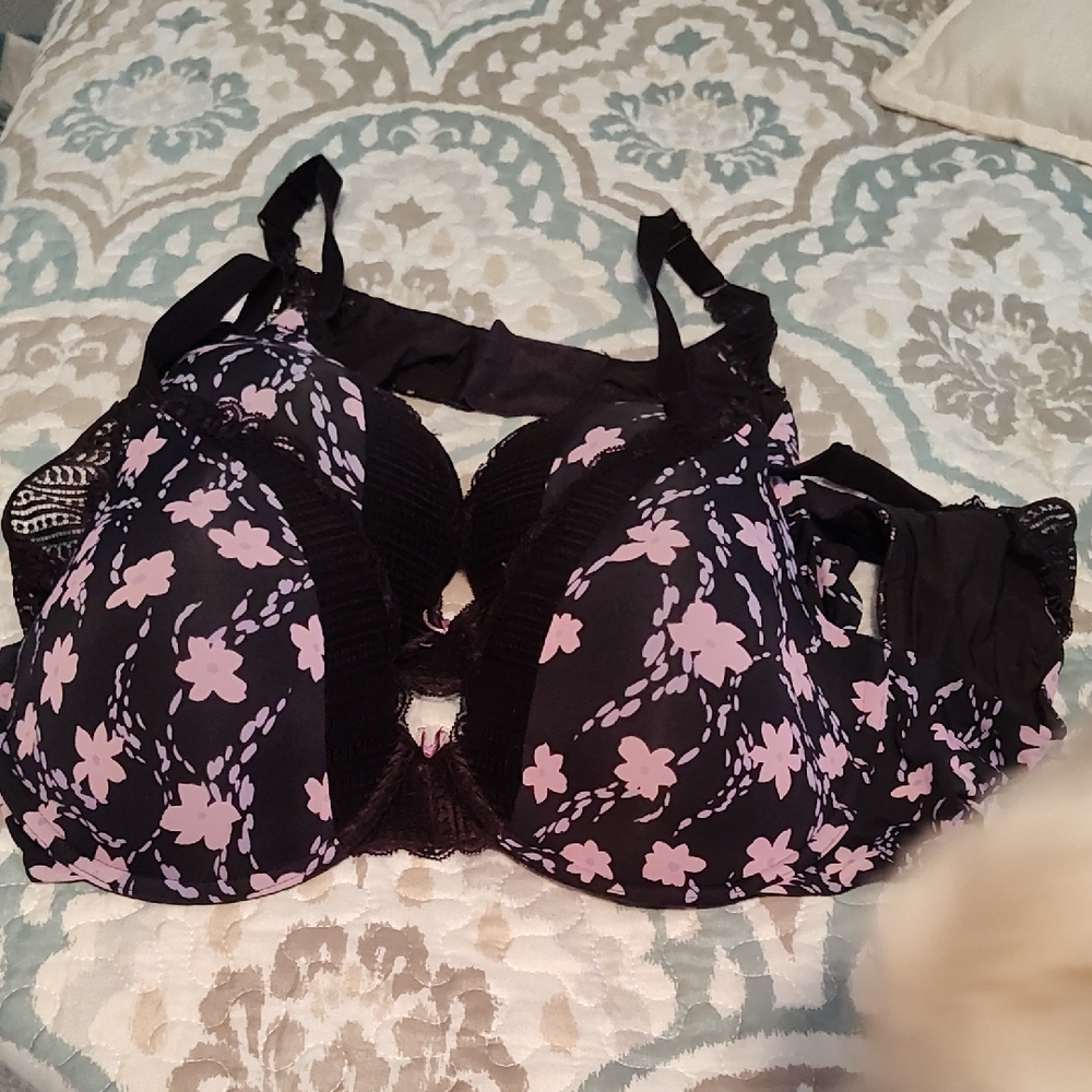 Maidenform Black and Pink Floral Bra